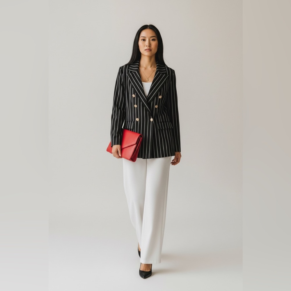 Fair Haven Black and White Pinstripe Blazer size 3XL